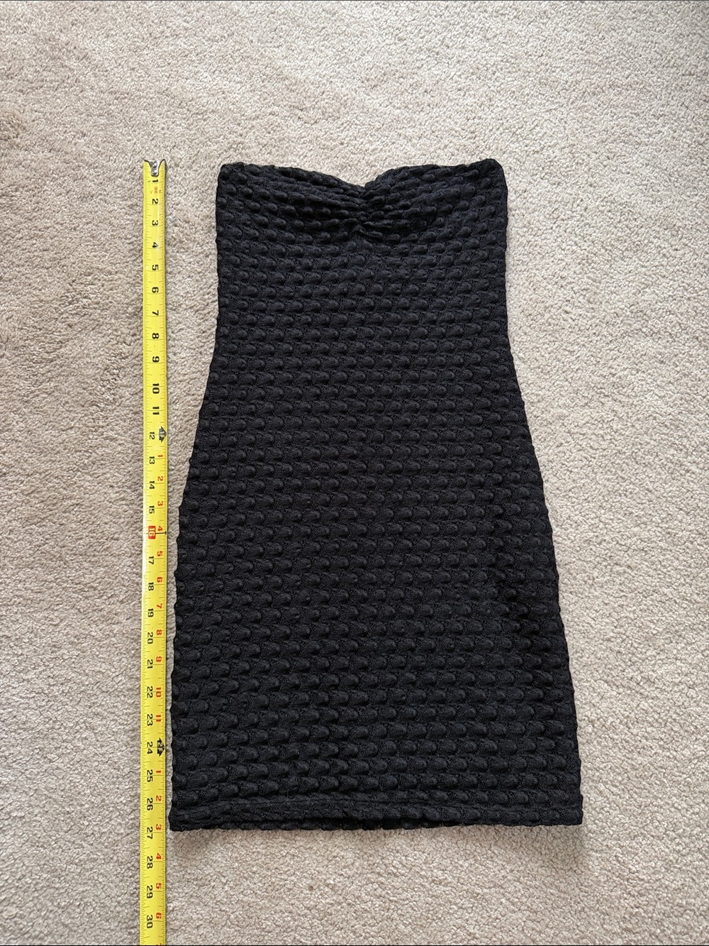 Bershka Black Strapless Textured Bodycon Mini Dress